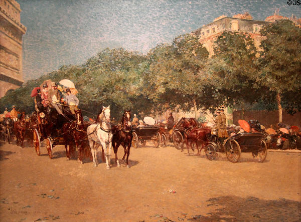Day of Grand Prix Paris painting (1887) by Frederick Childe Hassam was exhibited at World's Columbian Exposition in Chicago (1893) at New Britain Museum of American Art. New Britain, CT.