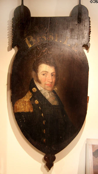 Sill Tavern sign with painting of Admiral Oliver Hazard Perry (c1814) attrib. to Nathaniel Wales of Windsor at Windsor Historical Society Museum. Windsor, CT.