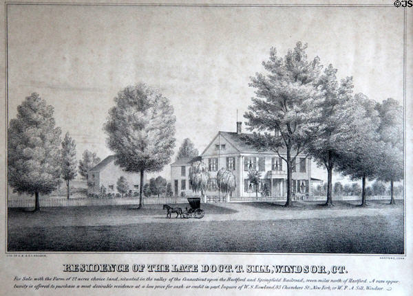 Engraving of Residence of the Late Doct. T. Sill, Windsor, CT by E.B. & E.C. Kellogg of Hartford at Strong House. Windsor, CT.