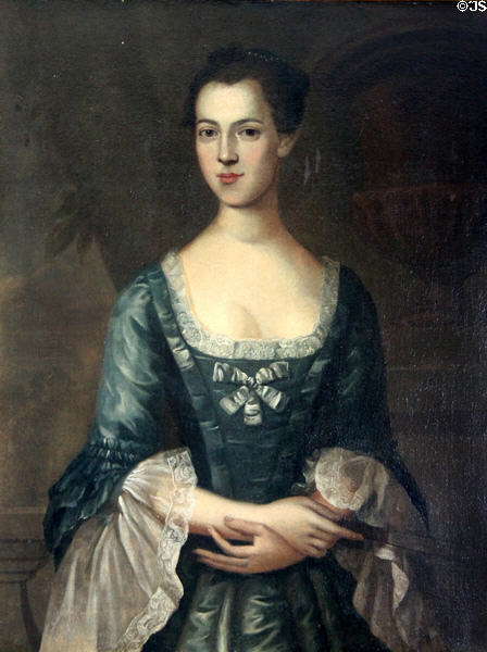 Portrait of Mary Wyllys Pomeroy (1764) attrib. to William Johnston of Boston at Phelps-Hathaway House. Suffield, CT.