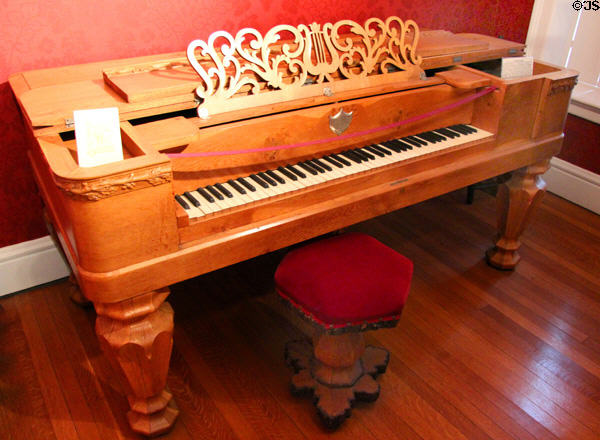 Square grand piano (1857) made from wood of Connecticut's historic Charter Oak at Deep River Museum. Deep River, CT.