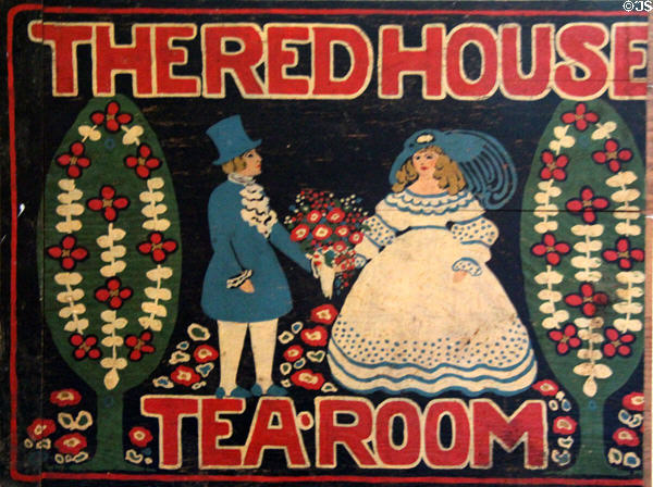 Sign of The Red House Tea Room which once operated in Thankful Arnold House. Haddam, CT.