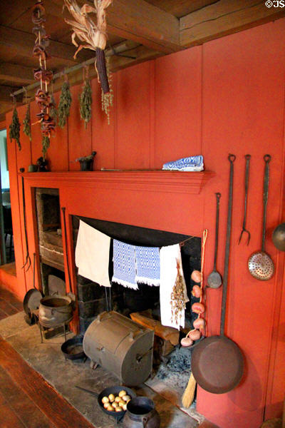 Kitchen fireplace at Thankful Arnold House. Haddam, CT.