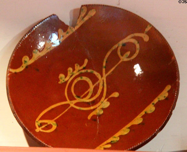 Redware plate at Thankful Arnold House. Haddam, CT.