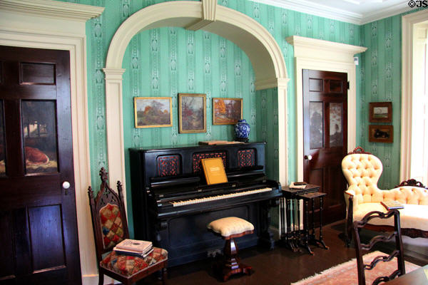 Parlor piano & doors painted by artist residents at Florence Griswold Museum. Old Lyme, CT.