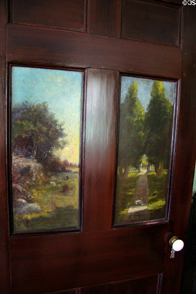 Painting of rustic scene on parlor door at Florence Griswold Museum. Old Lyme, CT.