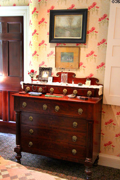 Dresser in Miss Florence's bedroom at Florence Griswold Museum. Old Lyme, CT.