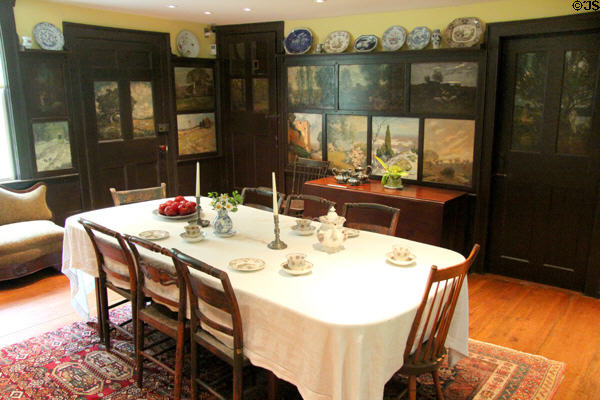 Painted panels by many artist residents in Art Colony Dining Room at Florence Griswold Museum. Old Lyme, CT.