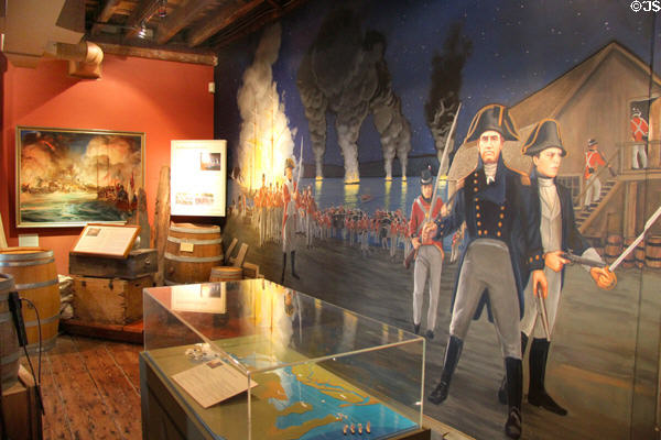 Display of British Raid on Essex (April 7-8, 1814) to burn the American fleet at Connecticut River Museum. Essex, CT.