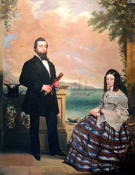 Portrait of Captain & Mrs. Samuel L. Spencer (c1860) by unknown artist at Connecticut River Museum. Essex, CT.