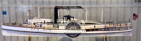 City of Hartford steamboat model which operated 1852-1886 at Connecticut River Museum. Essex, CT.