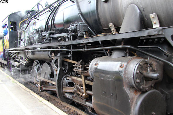 Driving pistons of steam locomotive 3025 at Essex Steam Train. Essex, CT.