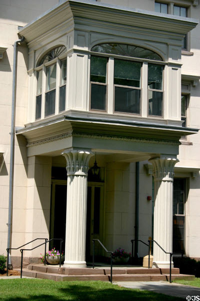 Evans Hall (1837) (former Elizabeth Apthorp House) (56 Hillhouse Ave.) on Yale Campus. New Haven, CT. Style: Italianate With Neo-Egyptian Style. Architect: Alexander Jackson Davis.