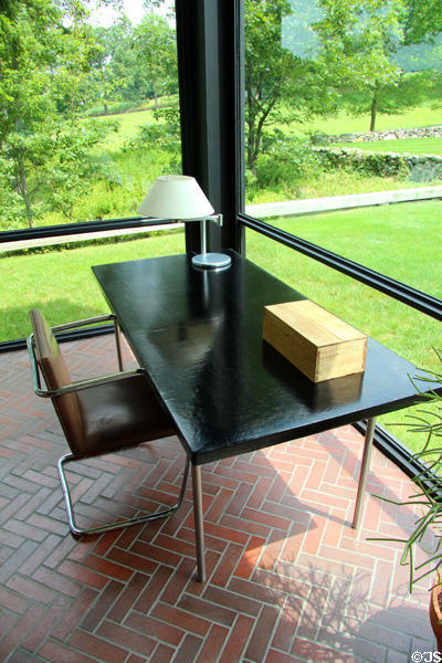 Desk & cantilevered chair at Philip Johnson Glass House. New Canaan, CT.
