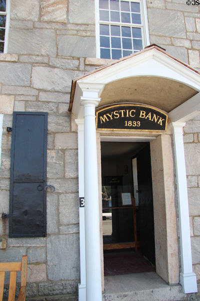 Mystic Bank stone building (1833) at Mystic Seaport. Mystic, CT.