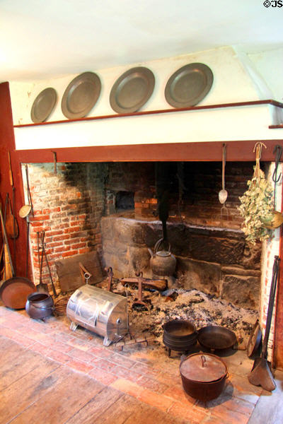 Kitchen fireplace at Nathaniel Hempstead House. New London, CT.
