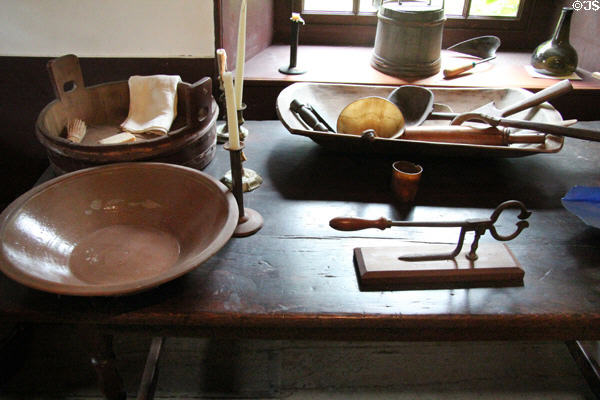 Kitchen objects including sugar nipper at Nathaniel Hempstead House. New London, CT.