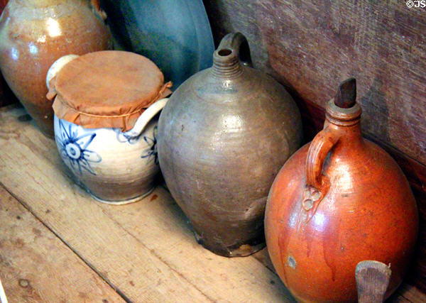 Stoneware jugs at Nathaniel Hempstead House. New London, CT.