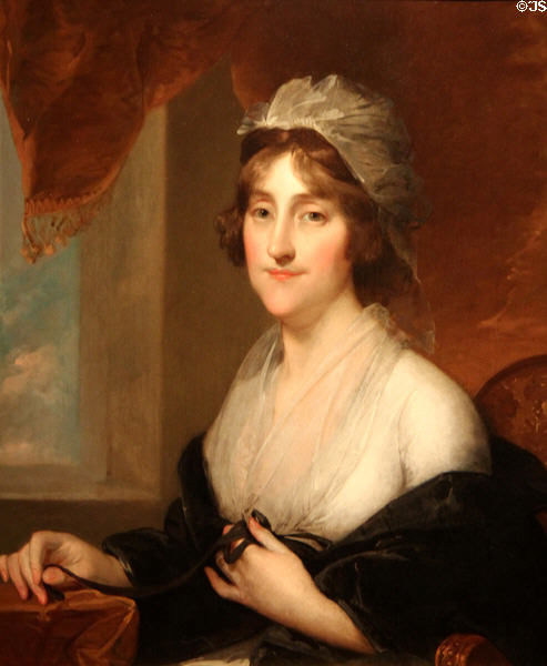 Portrait of Mrs. William Rawle (Sarah Coates Burge) by Gilbert Stuart at Lyman Allyn Art Museum. New London, CT.