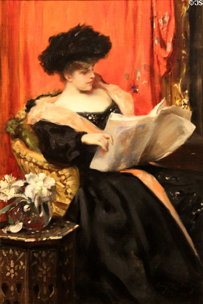 Portrait of Lady Reading (1889) by Irving Ramsay Wiles at Lyman Allyn Art Museum. New London, CT.