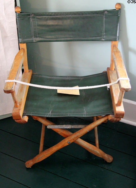 Eugene O'Neill's deck chair from his Marblehead, MA home was gift from his wife Carlotta Monterey at Monte Cristo Cottage. New London, CT.