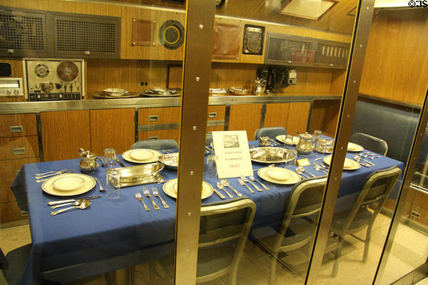 Officer's mess in USS Nautilus at Submarine Force Museum. Groton, CT.