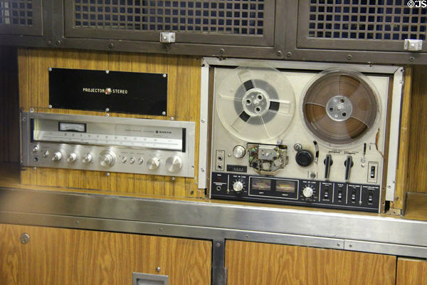Antique tape recorder & entertainment sound system in USS Nautilus at Submarine Force Museum. Groton, CT.