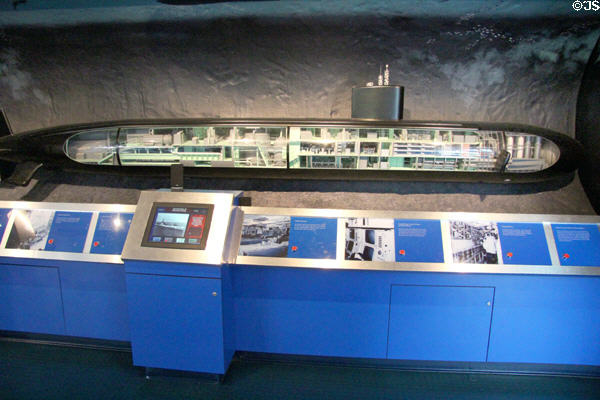 Model of nuclear-powered sub at Submarine Force Museum. Groton, CT.