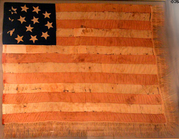 American flag with 13 stars (circle of 10 surrounds 3) at Shaw Mansion. New London, CT.