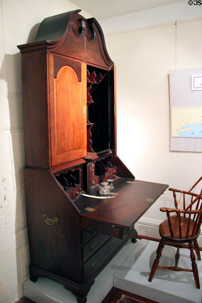 Early American drop front desk & bookcase at Shaw Mansion. New London, CT.
