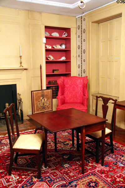 Fold-open card table in parlor at Shaw Mansion. New London, CT.