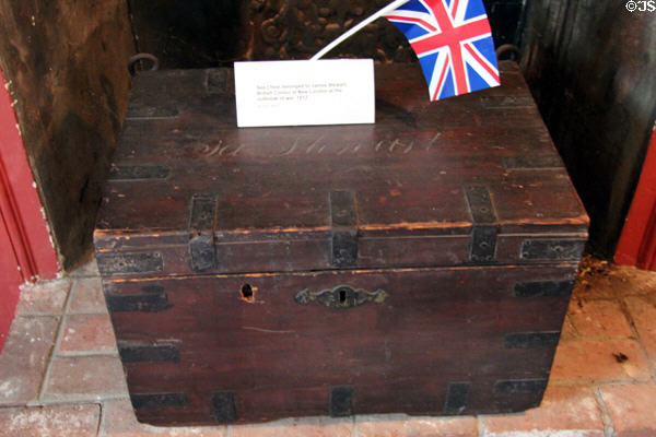 Sea Chest of James Stewart, British Consul at New London during start of War of 1812, at Shaw Mansion. New London, CT.