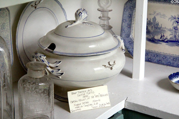 Ironstone soup tureen (1820-40) made in Caughley, UK at Shaw Mansion. New London, CT.