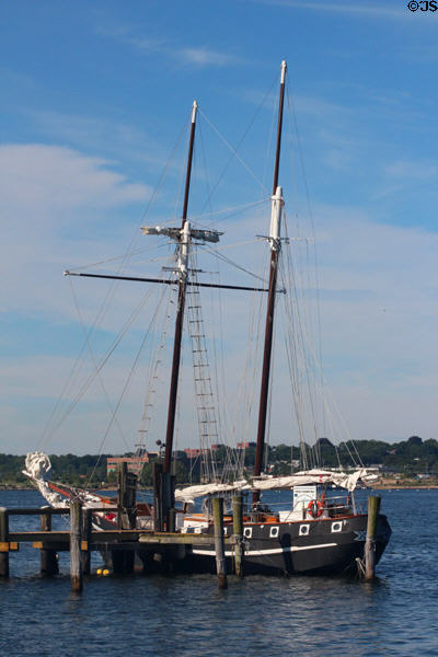 Topsail Schooner Wolf docked on Thames River. Groton, CT.