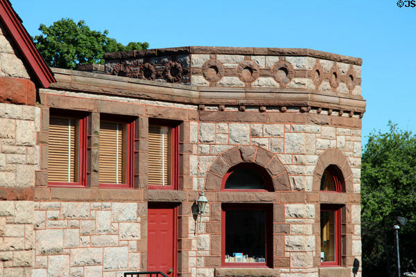 Richardsonian Romanesque details of Bill Memorial Public Library. Groton, CT.