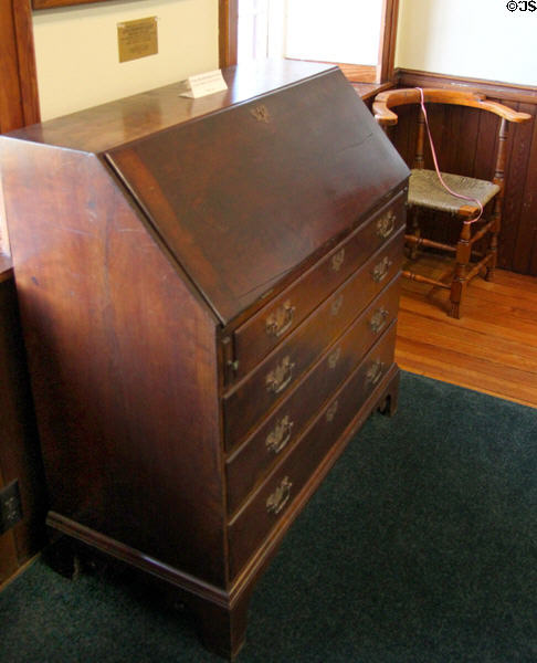 Desk of Anna Bailey, Groton Patriot of 1781 & 1813 & used by her as Post Office of Groton at Monument House Museum. Groton, CT.