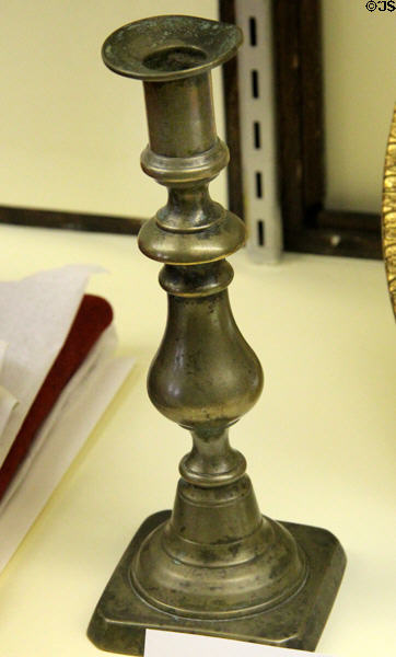 Candlestick (18th C) owned by William Dandridge, father of Martha Washington, at Monument House Museum. Groton, CT.