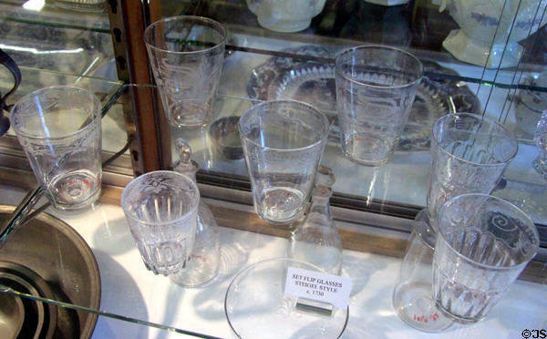 Steigel-style flip glasses (c1730) at Monument House Museum. Groton, CT.