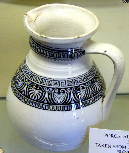Porcelain pitcher (19thC) from British ship Resolute at Monument House Museum. Groton, CT.