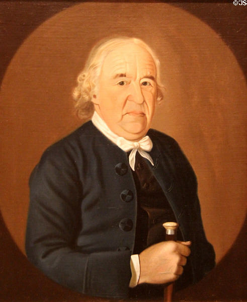 Portrait of Josiah Bronson (1795) Revolutionary War advisor to Gen. George Washington by William Jennys of New Milford, CT at Mattatuck Museum. Waterbury, CT.