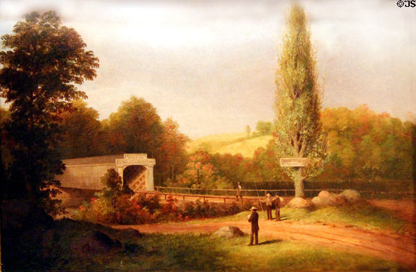 Ithiel Town Truss Bridge (1853) by George Henry Durrie at Mattatuck Museum. Waterbury, CT.