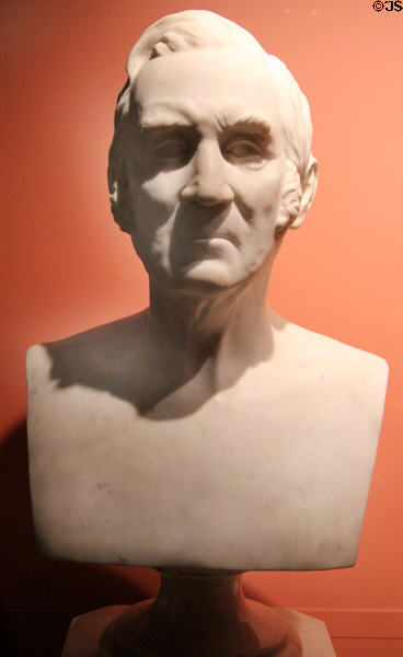 Marble bust of Aaron Benedict (1864) by Truman Howe Bartlett at Mattatuck Museum. Waterbury, CT.