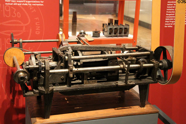 Pin-making machine (c1864) at Mattatuck Museum. Waterbury, CT.