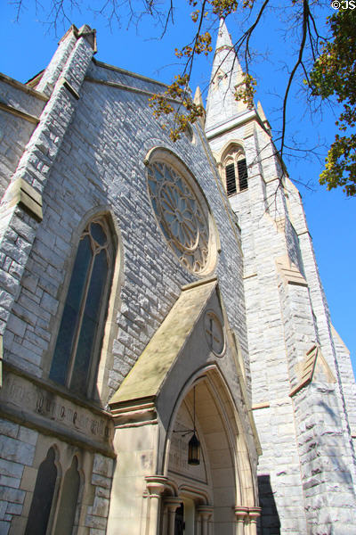St John's Parish Church (1870) (on town Green). Waterbury, CT. Style: Gothic Revival.