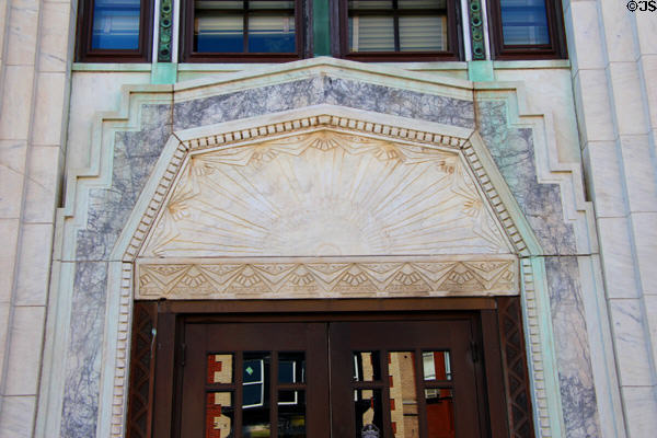 Art Deco entrance of Waterbury Post Office. Waterbury, CT.