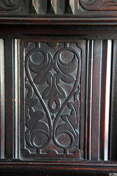 Detailed pattern of decorated cabinet at Judson House. Stratford, CT.