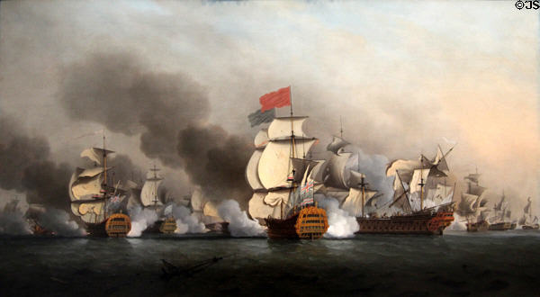 Vice Admiral Sir George Anson's Victory off Cape Finisterre painting (1749) by Samuel Scott at Yale Center for British Art. New Haven, CT.