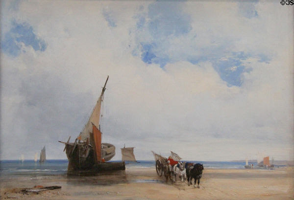 Beached Vessels & Wagon near Touville painting (c1825) by Richard Parkes Bonington at Yale Center for British Art. New Haven, CT.