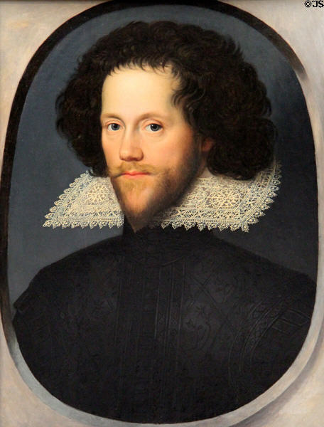 Portrait of Gray Brydges, fifth Baron Chandos, of Sudeley Castle, Gloucestershire (c1615) by William Larkin at Yale Center for British Art. New Haven, CT.