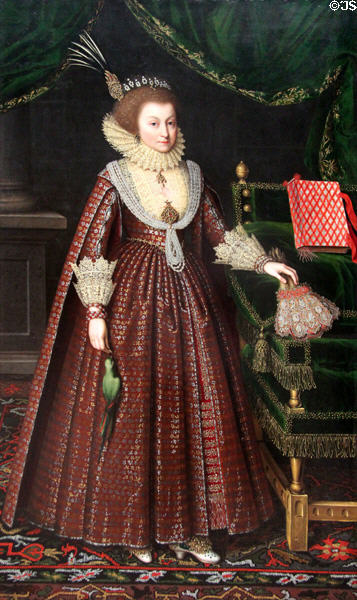 Elizabeth, Countess of Kellie portrait (c1619) attrib. Paul van Somer at Yale Center for British Art. New Haven, CT.